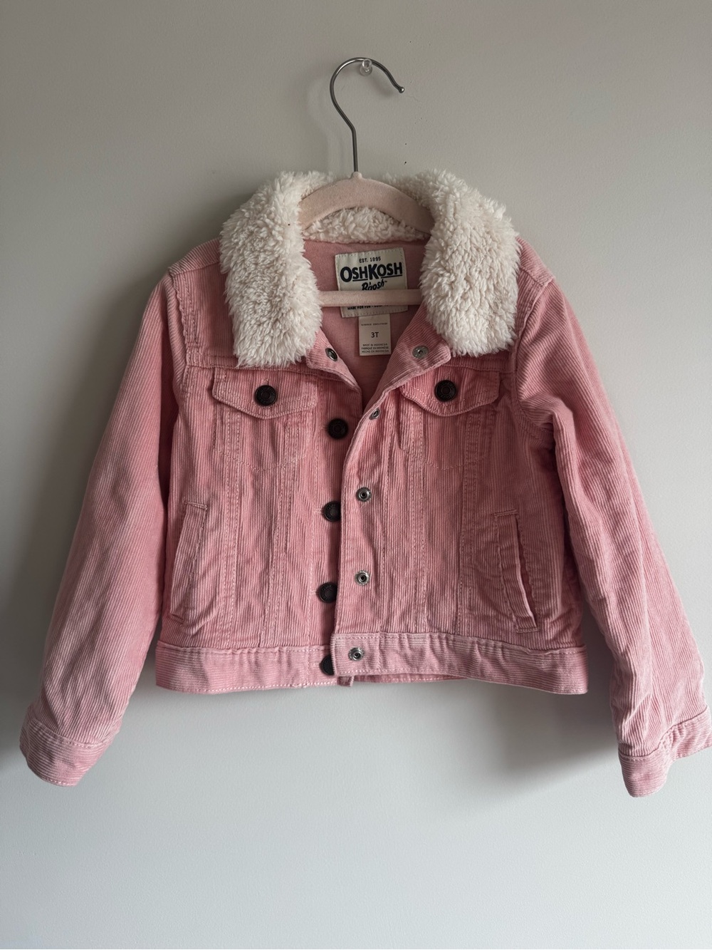 OshKosh B'gosh Pink Corduroy Jacket with Cream Sherpa Collar